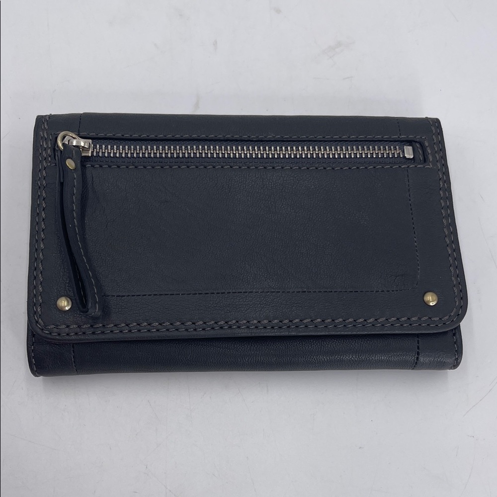 Banana Republic Gray Soft Genuine Leather Wallet with Zipper Detail